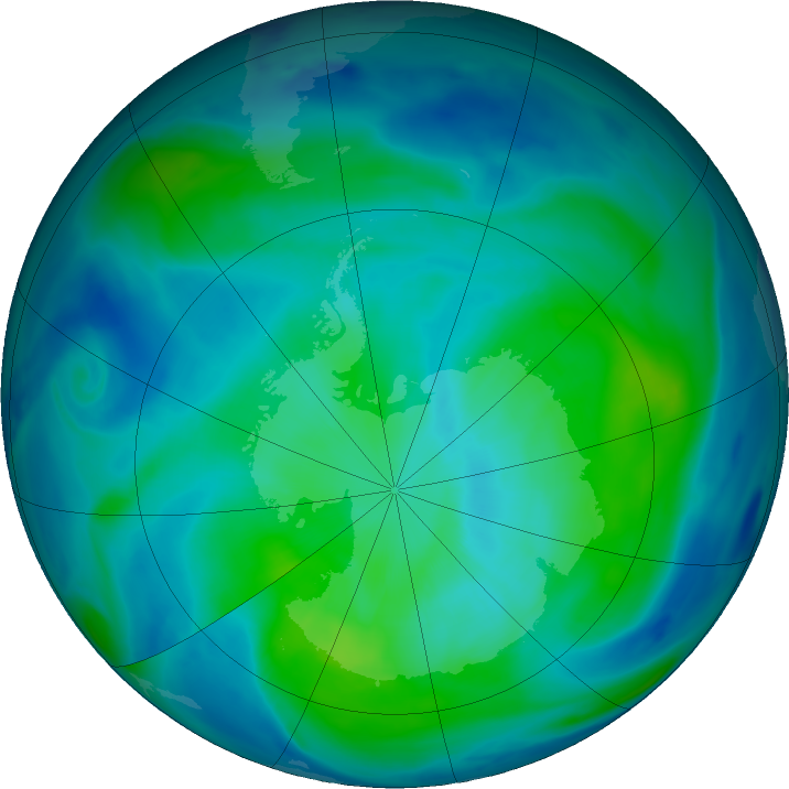 Antarctic ozone map for 05 March 2025